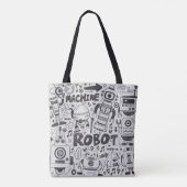 doodle robot element, illustrator line tools drawi トートバッグ (裏面)