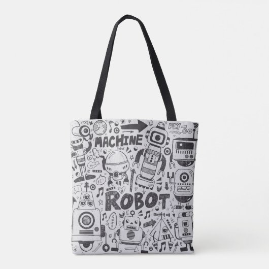 doodle robot element, illustrator line tools drawi トートバッグ (裏面)