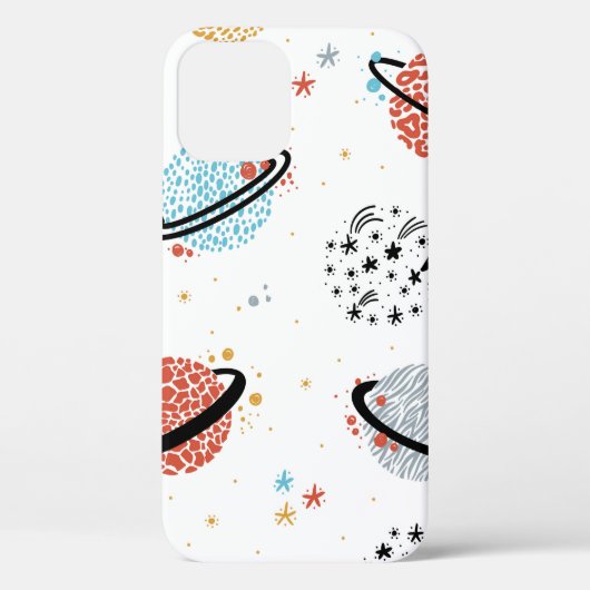 Doodle Saturnを使用したヴィンテージ宇宙のシームレスパターン Case-Mate iPhoneケース (裏面)