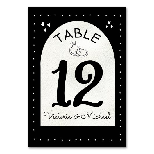 Doodle Sketchファンキーのテー結婚ブル番号カード テーブルナンバー (正面)