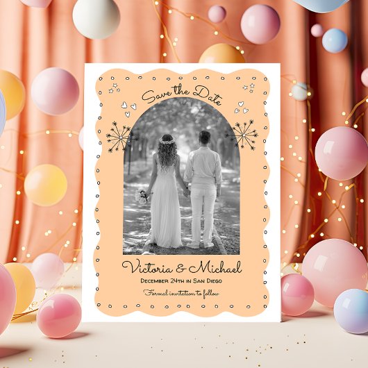 Doodle Sketch日付ファンキーアーチを保存 招待状