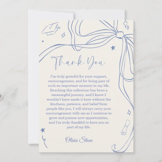 Doodle Style Senior Graduation Party Hand Drawn サンキューカード (正面)