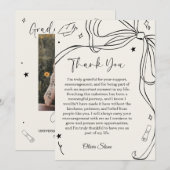 Doodle Style Senior Graduation Party Hand Drawn サンキューカード (正面/裏面)