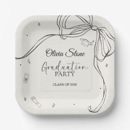 Doodle Style Senior Graduation Party Hand Drawn ペーパープレート