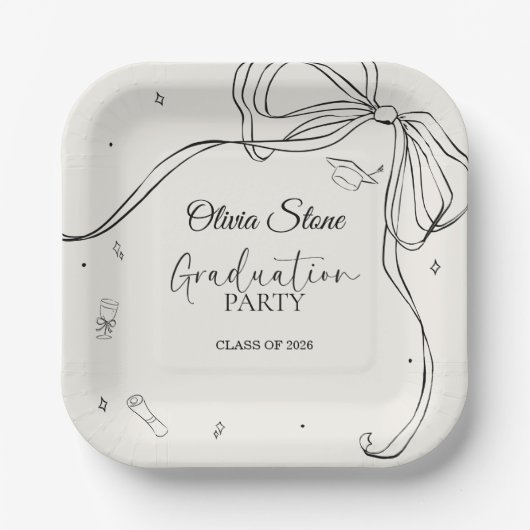 Doodle Style Senior Graduation Party Hand Drawn ペーパープレート (正面)