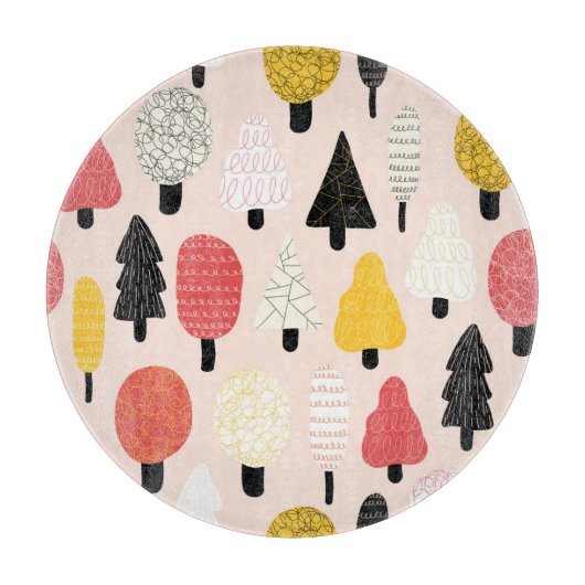 Doodle Trees:ヴィンテージ、抽象芸術自然。 カッティングボード (正面)