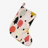 Doodle Trees:ヴィンテージ、抽象芸術自然。 スモールクリスマスストッキング (正面 (吊り時))