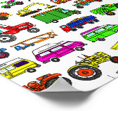 Doodle Trucks Vans and Automobiles ポスター (角)