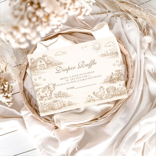 Doodle Whimsical Country Farm Diapper Raffle エンクロージャーカード