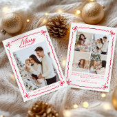 Doodle Whimsical Red Bow Photo collage Christmas   シーズンカード
