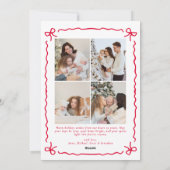 Doodle Whimsical Red Bow Photo collage Christmas シーズンカード (裏面)