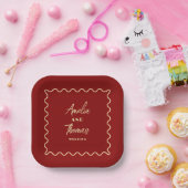 Doodle+Whimsical+Retro+Classy+結婚式 ペーパープレート (パーティー)