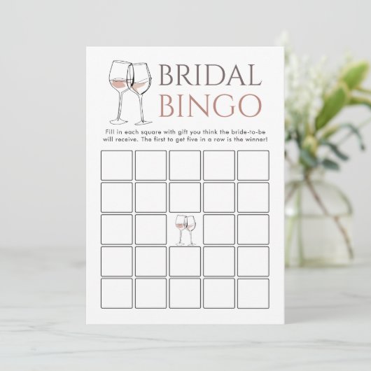 Doodle Wine Bingo Bridal Shower Game card 招待状 (スタンド正面)