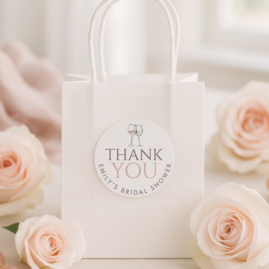 Doodle Wine Glasses Thank You Bridal Shower ラウンドシール