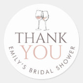 Doodle Wine Glasses Thank You Bridal Shower ラウンドシール (正面)