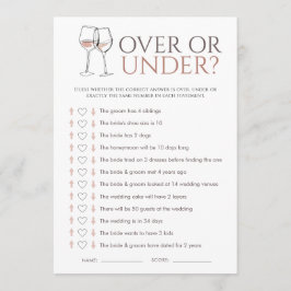 Doodle Wine Over or Under Bridal Shower Game Card 招待状