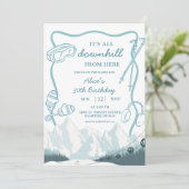 Doodle Winter Blue pastel Ski downhill birthday 招待状 (スタンド正面)