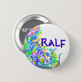 Doodlebugsの青い落書きの名札 缶バッジ (正面&裏面)