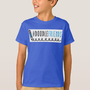 #DoodleFriends -黒い袖が付いている子供のTシャツ Tシャツ