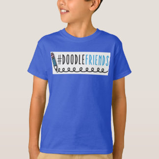 #DoodleFriends – 黒い袖のキッズTシャツ Tシャツ
