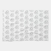 Doodles Black Hearts Valentines Day キッチンタオル (横)