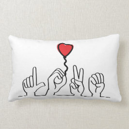 Doof, gebarentaal love - liefde. Ik hou van je. ランバークッション