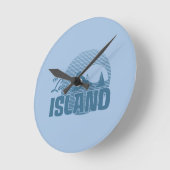 Dookieの島-青 ラウンド壁時計 (傾斜)
