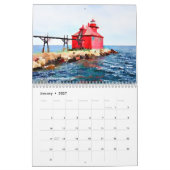 Door郡の灯台水彩画 カレンダー (1月 2027)