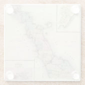 Door郡、チョウザメ湾およびジェニーの地図 ガラスコースター (裏面)