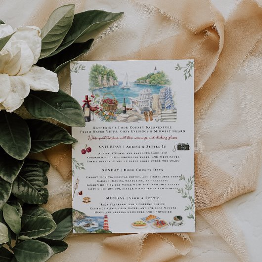 Door County Bachelorette Weekend Itinerary  招待状