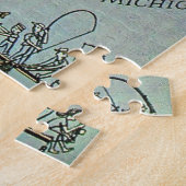 "Door County Fishing Map 11x14 Jigsaw Puzzle ジグソーパズル (側面)