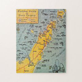 "Door County Fishing Map 11x14 Jigsaw Puzzle ジグソーパズル