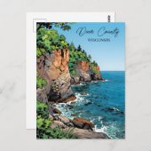 Door County Illustration with Poem ポストカード (正面/裏面)