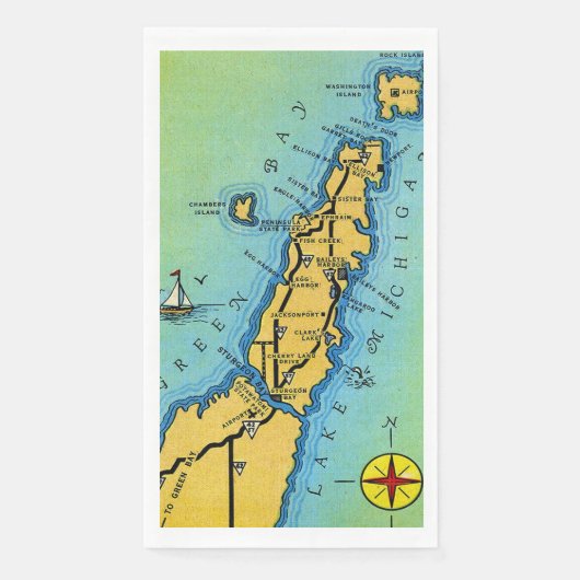 Door County Map Guest Towels (正面)