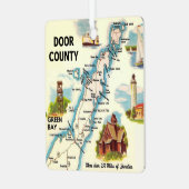 Door County Postcard Map Ornament メタルオーナメント (正面左)
