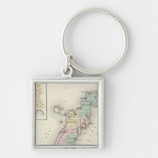 Door County、Sturgeon Bay、Jennyの地図 キーホルダー (正面)