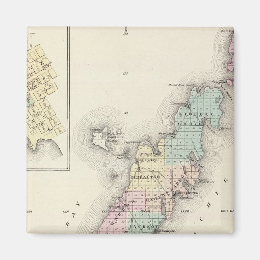 Door County、Sturgeon Bay、Jennyの地図 マグネット (正面)