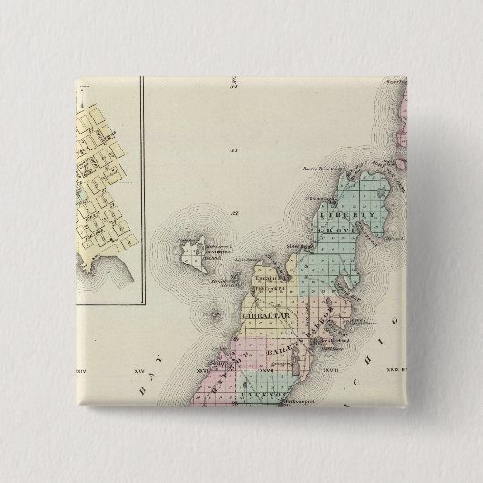 Door County、Sturgeon Bay、Jennyの地図 缶バッジ (正面)