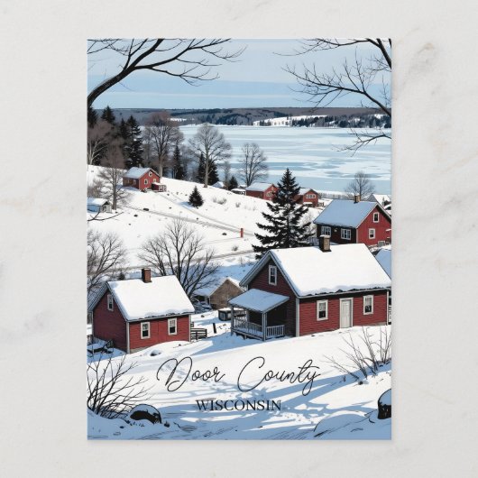 Door County Wisconsin Illustration and Winter Poem ポストカード (正面)