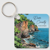 Door County, Wisconsin Illustration Lake Michigan キーホルダー (正面)