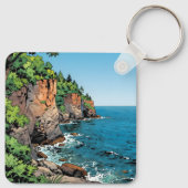 Door County, Wisconsin Illustration Lake Michigan キーホルダー (裏面)