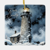 Door County, Wisconsin Lighthouse in Winter セラミックオーナメント (正面)