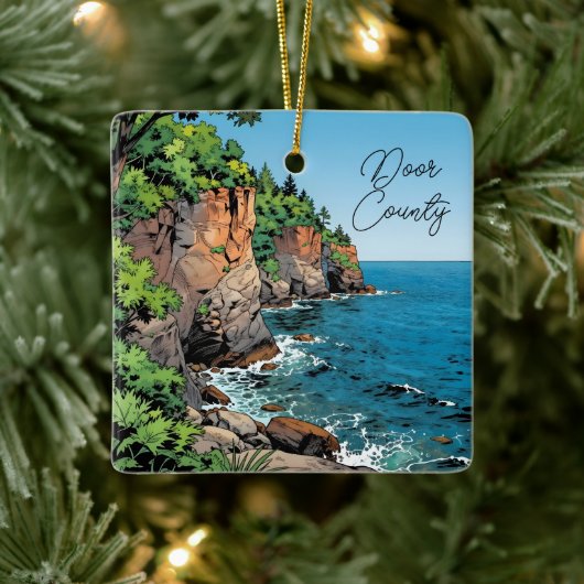 Door County, Wisconsin Travel Souvenir Keepsake セラミックオーナメント (ツリー)