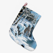 Door County  Wisconsin Winter Christmas  ラージクリスマスストッキング (正面 (吊り時))