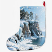 Door County  Wisconsin Winter Christmas  ラージクリスマスストッキング (裏面)