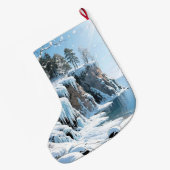 Door County  Wisconsin Winter Christmas  ラージクリスマスストッキング (裏面 (吊り時))