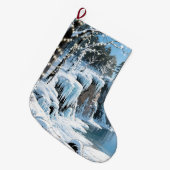 Door County  Wisconsin Winter Christmas  ラージクリスマスストッキング (正面 (吊り時))