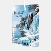 Door County  Wisconsin Winter Poem Christmas メタルオーナメント (正面左)