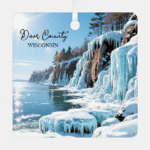 Door County  Wisconsin Winter Poem Christmas メタルオーナメント (正面)