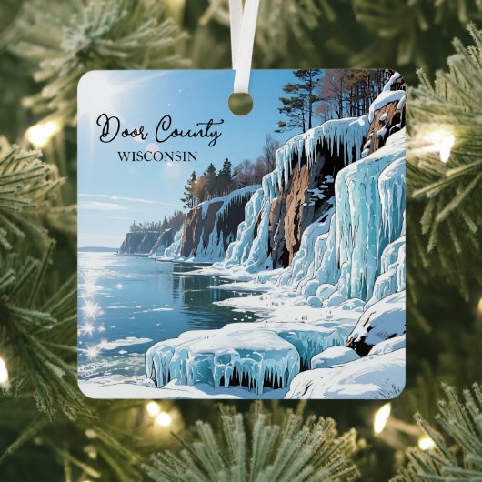 Door County  Wisconsin Winter Poem Christmas メタルオーナメント (インサイチュ)